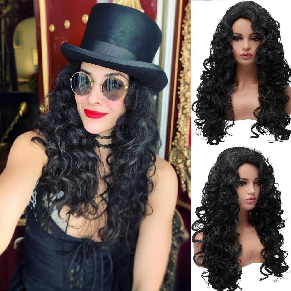 Long Black Curly Costume Wig Full Head Halloween Cosplay Hairpiece